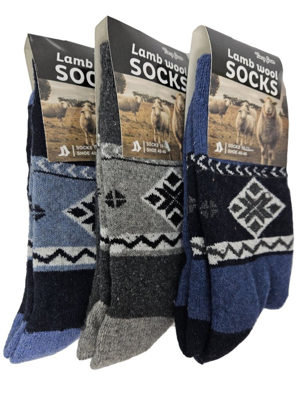 Men Lamb Wool Socks Warm Winter Thermal Hiking Crew Mens Socks, 3-Pack NWT